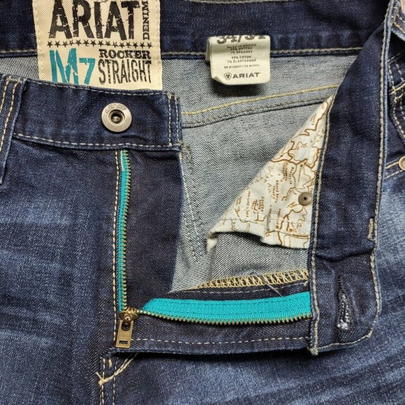 Ariat M7 Rocker Straight Jeans Mens 34x34 Blue Stretch Denim Western Casual - Picture 6 of 13